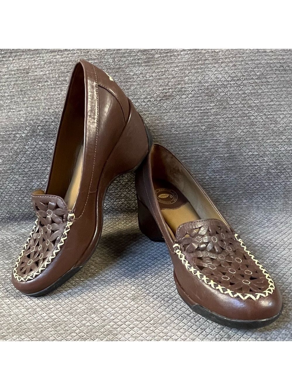 Nurture Gardner Women’s Brown Leather Wedge Loafers Comfort Heels 6.5 M EUC - Picture 2 of 14